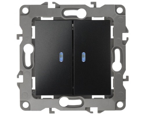 Механизм выключателя 2-кл. СП Эра12 10А IP20 12-1105-05 250В 10AX с подсветкой антрацит Эра Б0014661
