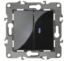 Механизм выключателя 2-кл. СП Эра12 10А IP20 12-1105-06 250В 10AX с подсветкой черн. Эра Б0014662