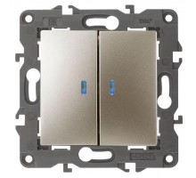 Механизм выключателя 2-кл. СП Эра Elegance 10А IP20 14-1105-04 250В 10AX с подсветкой шампань Эра Б0034240
