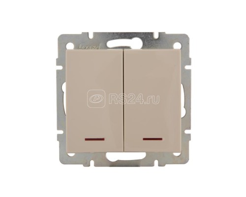 Механизм выключателя 2-кл. СП Рейн IP20 с подсветкой крем. LEZARD 703-0388-112