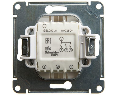 Механизм выключателя 3-кл. СП Glossa 10А IP20 (сх. 3) 10AX перламутр SchE GSL000631
