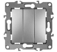 Механизм выключателя 3-кл. СП Эра12 10А IP20 12-1107-03 250В 10AX алюм. Эра Б0014671