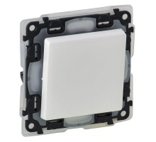 Механизм выключателя кнопочный 1-кл. Valena Life 6А 250В с лиц. панелью безвинт. зажимы IP44 бел. Leg 752171