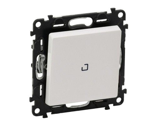 Механизм выключателя кнопочный 1-кл. Valena Life 6А 250В с подсветкой с лиц. панелью безвинт. зажимы бел. Leg 752412