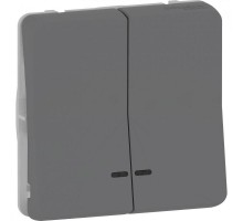 Механизм выключателя кнопочного 2-кн. Mureva Styl с подсвет. IP55 антрацит SchE MUR35228