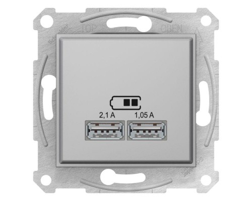Механизм зарядного устройства USB Sedna 2.1А (2х1.05А) алюм. SchE SDN2710260