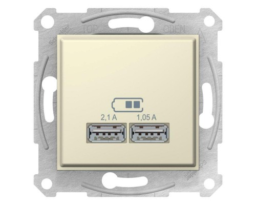 Механизм зарядного устройства USB Sedna 2.1А (2х1.05А) беж. SchE SDN2710247