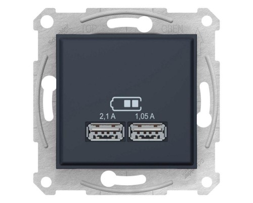 Механизм зарядного устройства USB Sedna 2.1А (2х1.05А) графит SchE SDN2710270