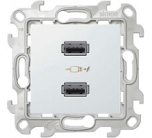 Механизм зарядного устройства розетка 2хUSB Simon24 бел. 2411096-030