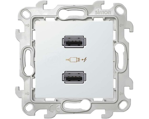Механизм зарядного устройства розетка 2хUSB Simon24 бел. 2411096-030