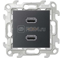 Механизм зарядного устройства розетка 2хUSB Simon24 графит 2411096-038