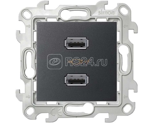 Механизм зарядного устройства розетка 2хUSB Simon24 графит 2411096-038
