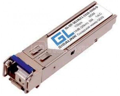 Модуль SFP WDM 1.25Гбит/с одно волокно SM LC Tx:1550/Rx:1310нм DDM 8дБ до 3км GIGALINK GL-OT-SG08LC1-1550-1310-D