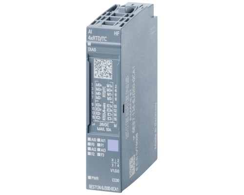 Модуль аналогового ввода SIMATIC ET 200SP AI 4XRTD/TC HF термопары/термосопротивления Siemens 6ES71346JD000CA1