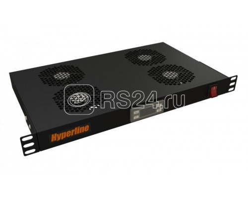 Модуль вентиляторный TRFA-MICR-4F-RAL9004 19дюймов 1U глубиной 290мм с термостатом и 4-я вентиляторами (RAL 9004) черн. Hyperline 28434