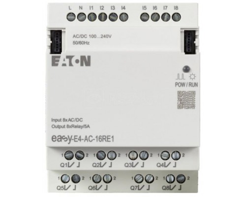 Модуль ввода/вывода EASY-E4-AC-8RE1 100/240В AC/DC 8DI 8DO реле 5А EATON 197222