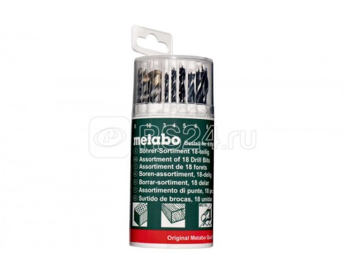 Набор 18 сверел (камень мет. Дер. 3-10мм) пласт. коробке (уп.18шт) Metabo 627190000