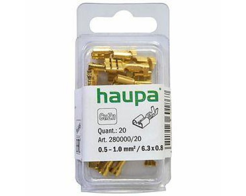 Наконечник изол. штыревой плоский 0.5-1/6.3х0.8 (уп.200шт) HAUPA 280000