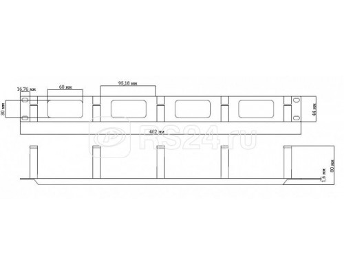 Организатор CM-1U-ML кабельный 19дюйм 1U с метал. кольцами Hyperline 15447