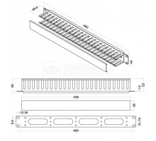 Организатор CM-1U-PL-COV кабельный с пласт. кольцами и крышкой 19дюйм 1U Hyperline 16488