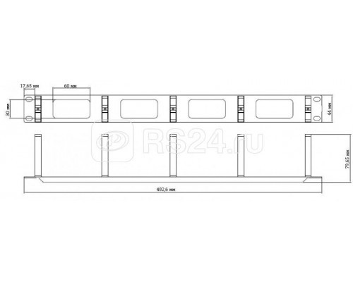 Организатор CM-1U-PL кабельный с пласт. кольцами 19дюйм 1U Hyperline 15446