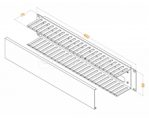 Организатор CM-2U-PL-COV кабельный с пласт. кольцами и крышкой 19дюйм 2U Hyperline 16487