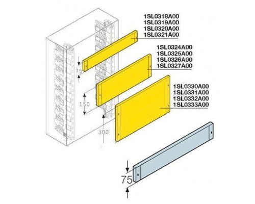 Панель глухая H=75мм для шкафов Gemini (размер 6) ABB 1SL0321A00