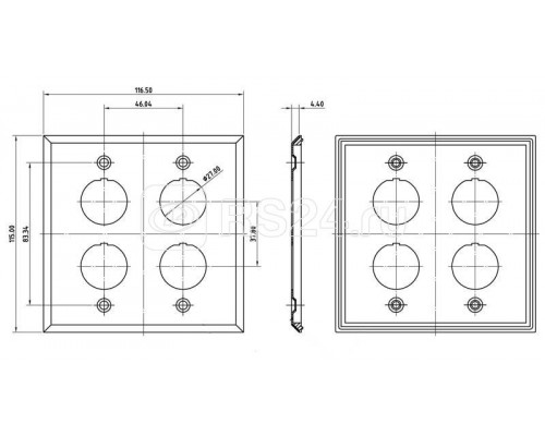 Панель лицевая FP-IE-U-4-SL для 4-х промышленных модулей IP67 нерж. сталь Hyperline 46281