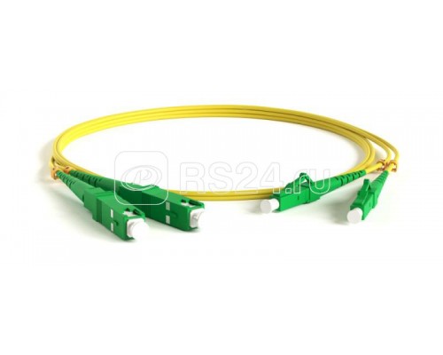 Патч-корд FC-D2-9-LC/AR-SC/AR-H-3M-LSZH-YL волоконно-оптический (шнур) SM 9/125 (OS2) LC/APC-SC/APC duplex LSZH 3м Hyperline 250727