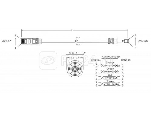 Патч-корд PC-LPM-UTP-RJ45-RJ45-C6-10M-LSZH-GY U/UTP кат.6 LSZH 10м сер. Hyperline 41843
