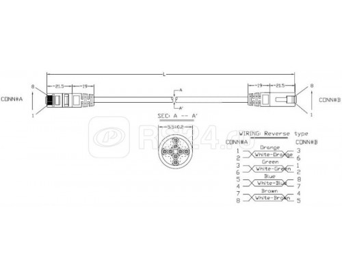 Патч-корд реверсивный PC-LPM-UTP-RJ45-REV-RJ45-C5e-0.5M-LSZH-GY U/UTP кат.5e LSZH 0.5м сер. Hyperline 230411