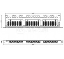 Патч-панель PPHD-19-24-8P8C-C6-110D высокой плотн. 19дюйм 0.5U 24 порта RJ45 кат.6 Dual IDC Hyperline 46979
