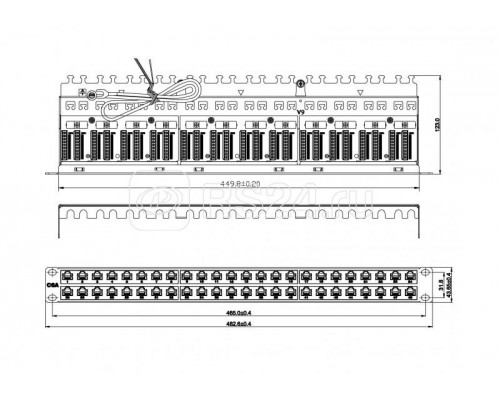 Патч-панель PPHD-19-48-8P8C-C6A-SH-110D высокой плотн. 19дюйм 1U 48 портов RJ45 полный экран кат.6a Dual IDC Hyperline 225400