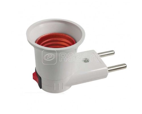 Переходник с цоколя V03-PA-PL-E27 E27 пласт. 220В 4А с выкл. Volsten 12237