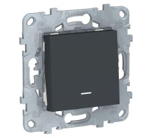 Переключатель 1-кл. 2мод. СП Unica New IP21 (сх. 6а) с подсветкой антрацит SchE NU520354N