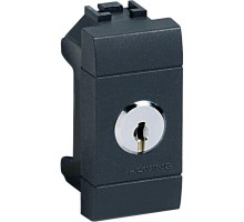 Переключатель 1-кл. 2п СП LivingLight 16А IP20 1П с ключом антрацит Leg BTC L4022