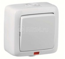 Переключатель 1-кл. ОП Альфа 16А IP44 250В с индикацией бел. HEGEL ВА 16-262