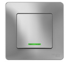 Переключатель 1-кл. СП Blanca 10А IP20 (сх. 6) 250В с подсветкой алюм. SchE BLNVS010613