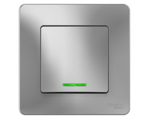 Переключатель 1-кл. СП Blanca 10А IP20 (сх. 6) 250В с подсветкой алюм. SchE BLNVS010613
