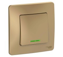 Переключатель 1-кл. СП Blanca 10А IP20 (сх. 6) 250В с подсветкой титан SchE BLNVS010614