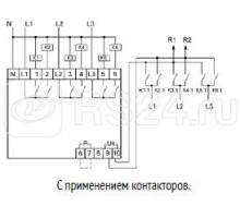 Переключатель фаз PF-452 (два выхода для питания нагрузки; с регулируемыми верхними (230-260) и нижними (150-210) значениями напряжения переключения; монтаж на DIN-рейке 35мм 3х400/230+N 6х16A IP20) F&F EA04.005.004