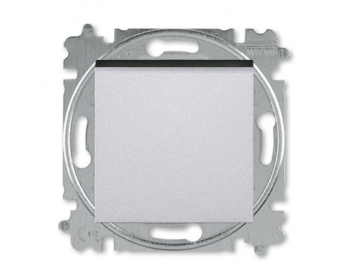 Переключатель кнопочный 1-кл. СП Levit IP20 серебр./дым. черн. ABB 2CHH598645A6070