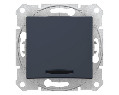 Переключатель кнопочный 1-кл. СП Sedna 10А IP20 250В с син. подсветкой графит SchE SDN1520170