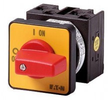 Переключатель кулачковый 3P+N Ie=12А пол.0-1 90град. 48х48мм T0-2-8900/E-RT красн. ручка EATON 207399