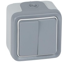 Переключатель на 2 направления 2-кл. ОП Plexo 10А IP55 250В 10AX сер. Leg 069715