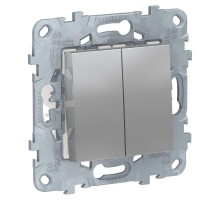 Переключатель перекрестный 2-кл. 2мод. СП Unica New IP21 (2х(сх. 7)) 250В 10AX алюм. SchE NU521530