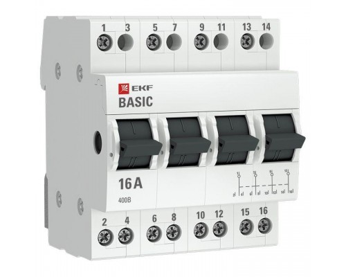 Переключатель трехпозиционный 4п 16А Basic EKF tps-4-16