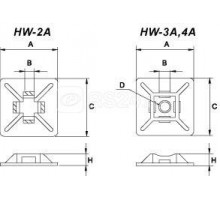 Площадка HW-3A самокл. для крепл. стяжек 19х19мм (уп.100шт) Hyperline 16069