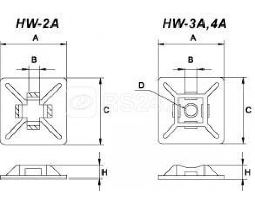 Площадка самоклеящаяся HW-4A для крепл. стяжек 277х277мм (уп.100шт) Hyperline 16070