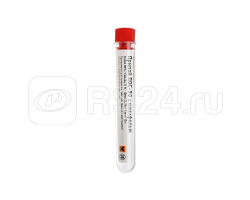 Припой с канифолью ПОС-90 10г d1.0мм (Sn90 Pb10) колба Rexant 09-3102